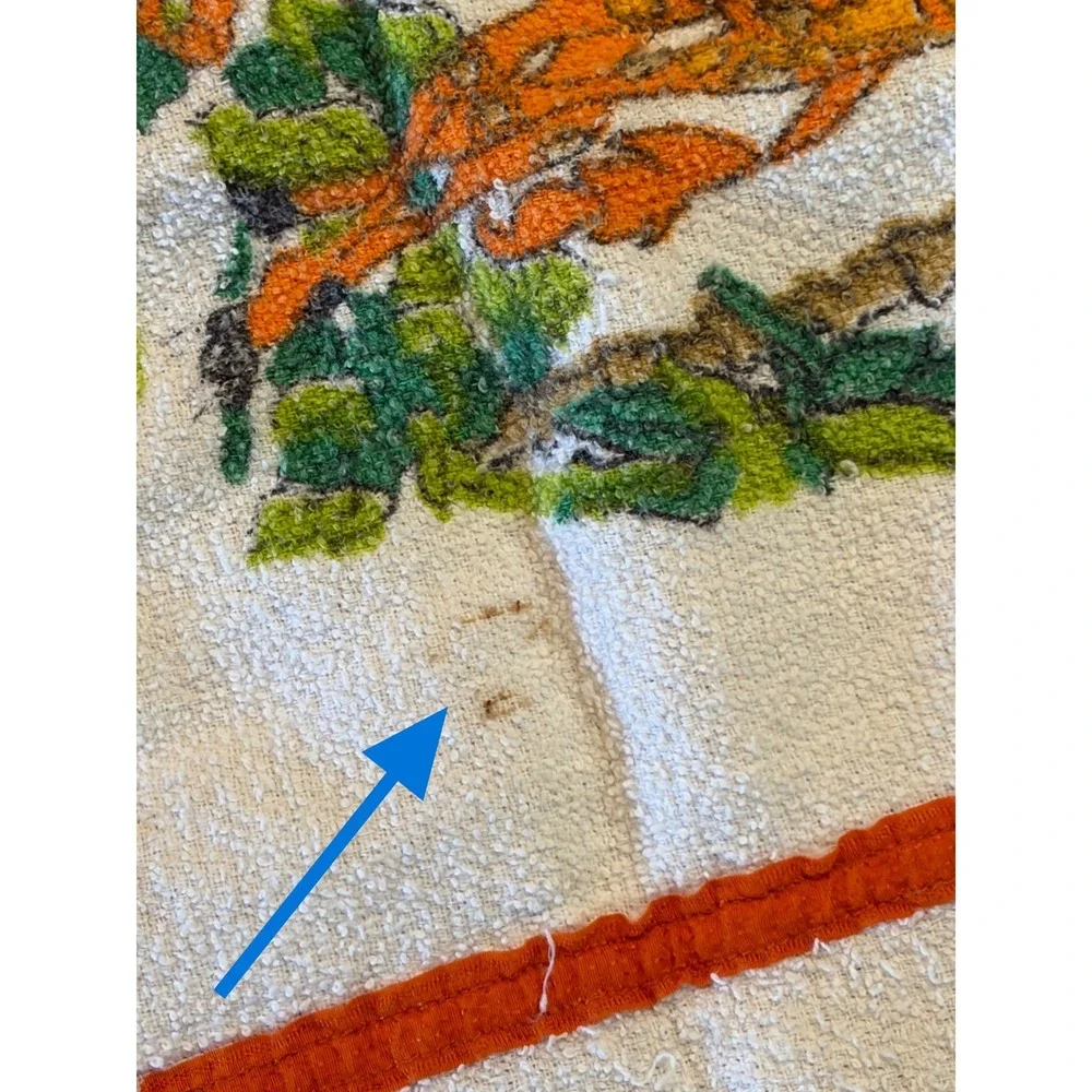 Vintage Safari Animal Terry Cloth Towel Orange Trim Giraffe Zebra Aprox 31x41